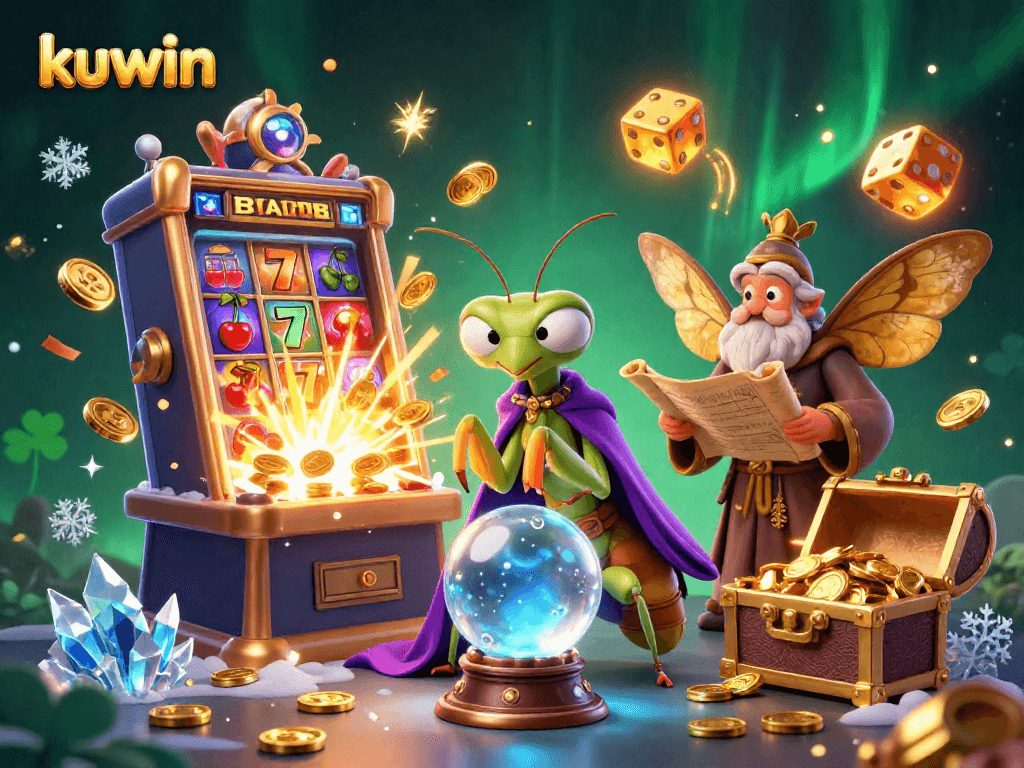 Kuwin offers an exciting jackpot experience with vibrant casino elements dynamically exploding in a stunning 3D scene.
