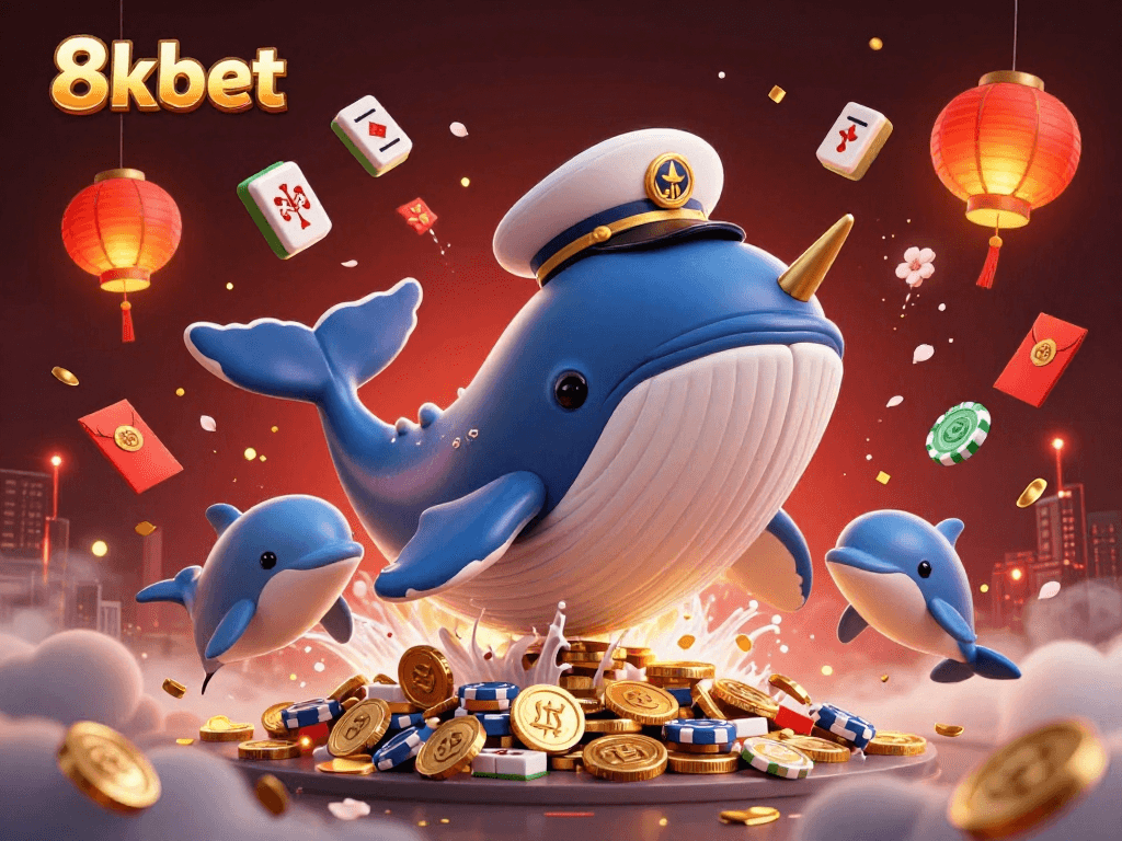 Experience thrilling 8xbet gaming with lively casino elements and animated sea creatures.