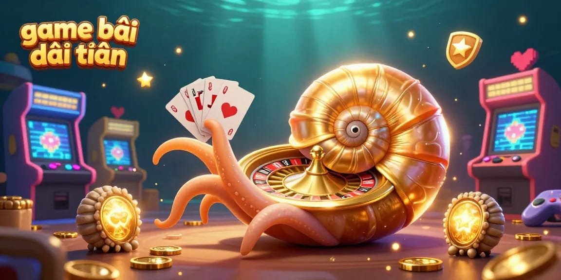 Engage in game bài đổi thưởng with an ancient nautilus themed 3D casino scene filled with vibrant gaming elements.