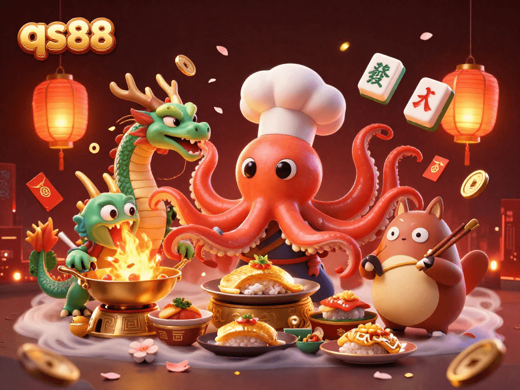 Experience the excitement of qs88 gaming with an animated scene of characters in action, exploring unique dishes.