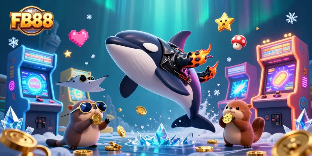 FB88 showcases a vibrant underwater casino scene with animated characters enjoying games, highlighting excitement and action.