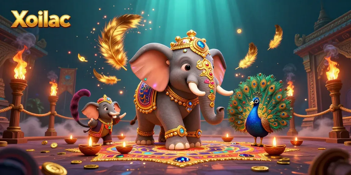 Xoilac players enjoy a vibrant 3D digital casino experience filled with dynamic elements and golden decorations.