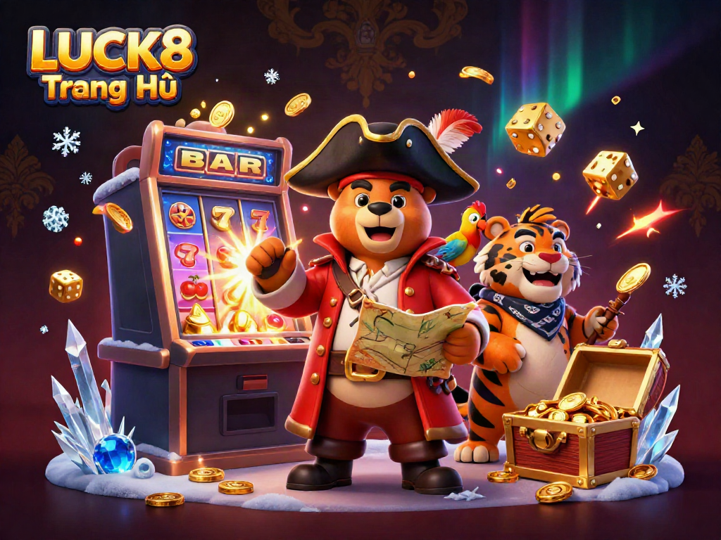 Experience the excitement at LUCK8 Trang Chủ with vibrant characters and thrilling casino elements.