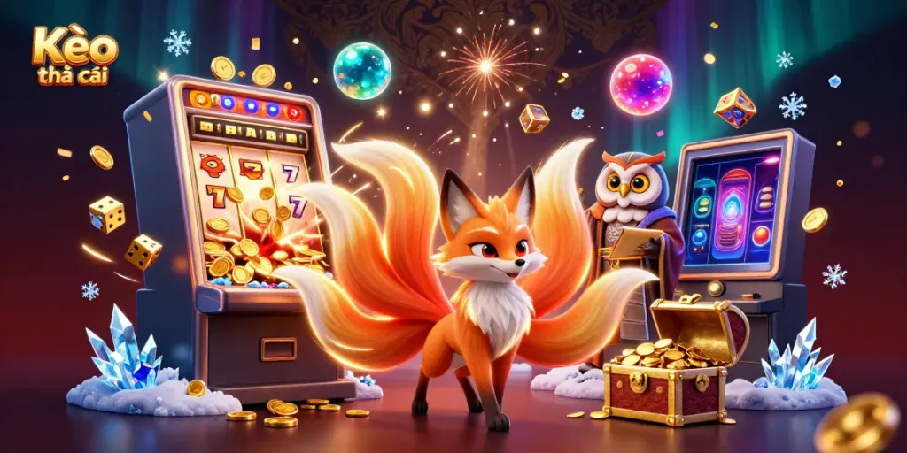 Engage with the vibrant kèo nhà cái theme featuring a nine-tailed fox and casino elements.