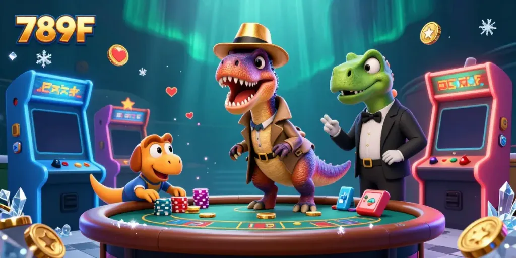 Experience thrilling gameplay with 789F as a velociraptor card counter blends into the action.
