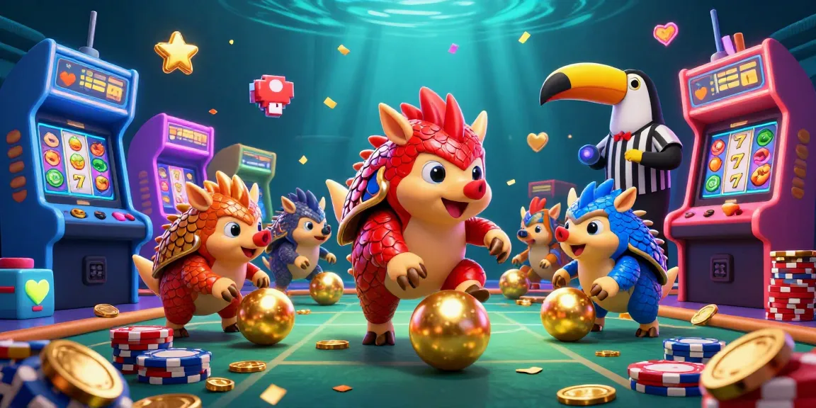 M3 Slot Casino official website showcases vibrant 3D cartoon pangolins competing with vibrant slot-themed elements.