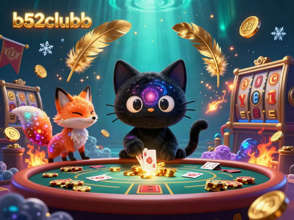 Engage with b52clubb at a cosmic casino table featuring colorful characters and vibrant gaming elements.
