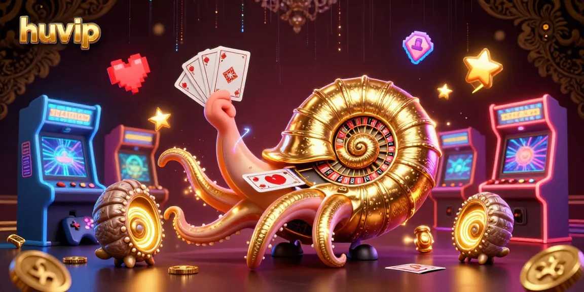Experience the thrill of huvip casino with a vibrant scene featuring an ancient nautilus roulette wheel.