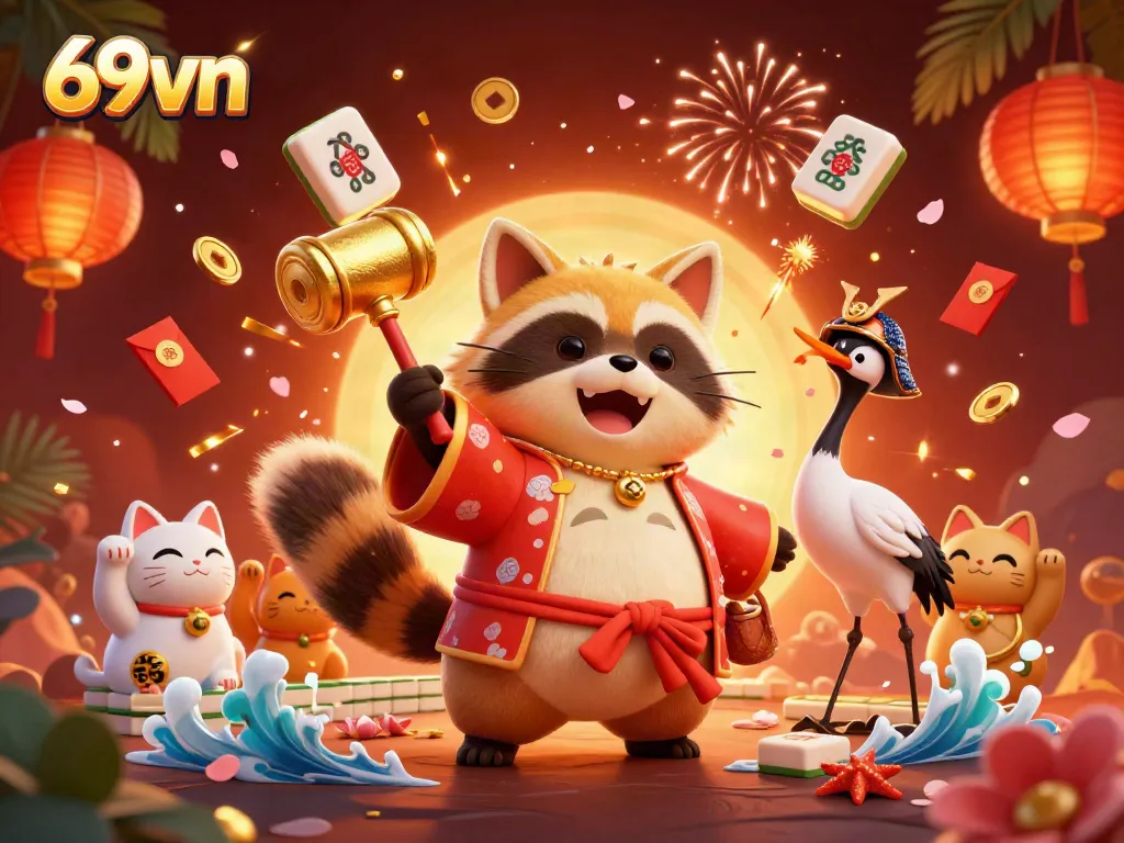 Experience thrilling gameplay at 69vn with dynamic elements and vibrant characters in a festive casino setting.