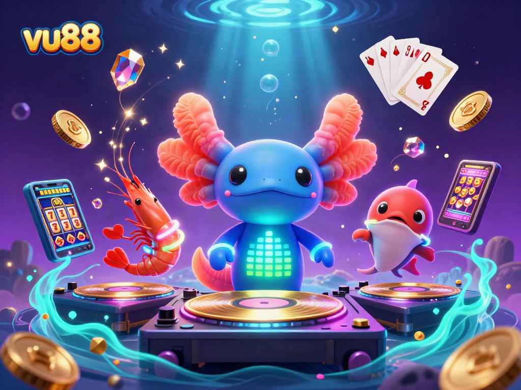 Experience thrilling gaming moments with vu88 in an underwater casino scene featuring vibrant characters.