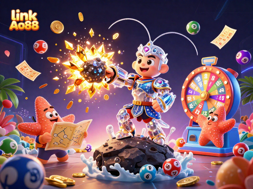 Engage with exciting gameplay through link Ao88, featuring vibrant lottery elements and thrilling casino characters.
