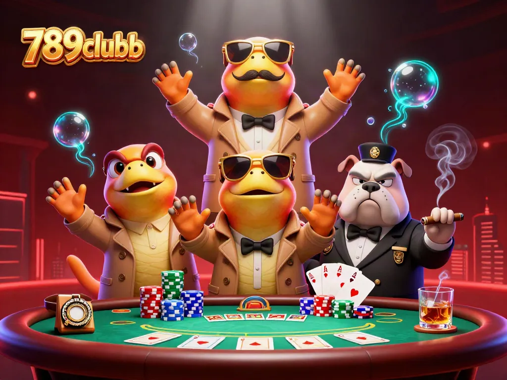 Place bets at 789clubb as cartoon raptors seek entry to the VIP lounge, under the watchful eye of a bouncer.