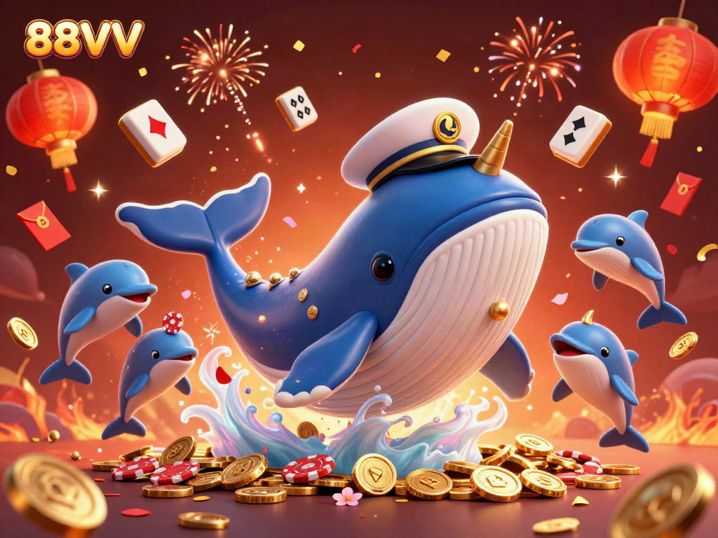 Experience thrilling wins with 88VV in this dynamic 3D casino illustration of engaging sea creatures.