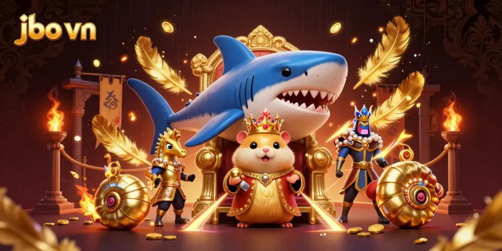 Experience thrilling action at jbo vn with a golden hamster king ruling a vibrant casino landscape.