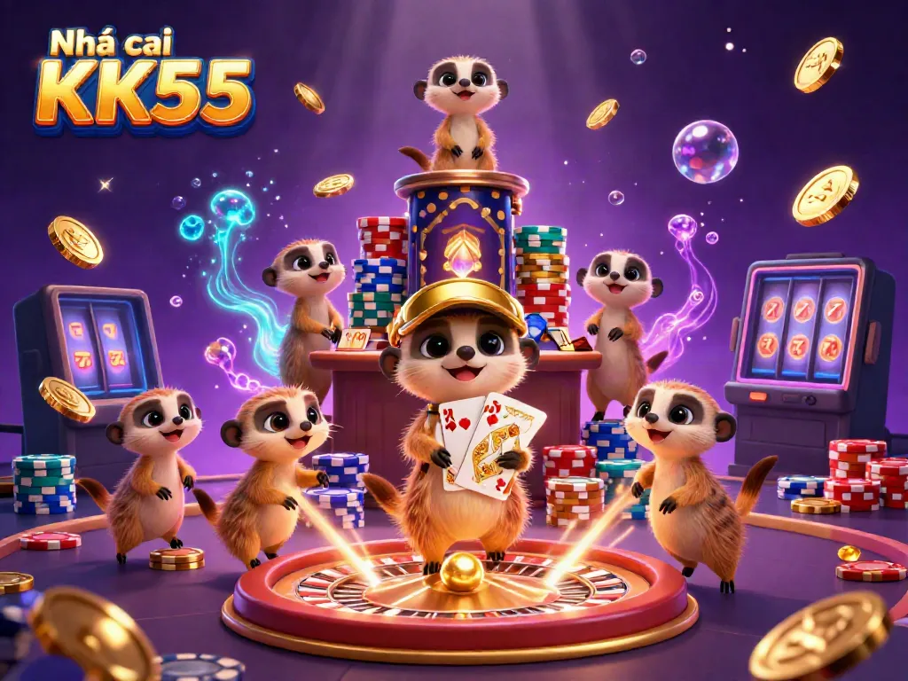 Experience the excitement at Nhà cái KK55's dynamic casino, featuring meerkats in action.