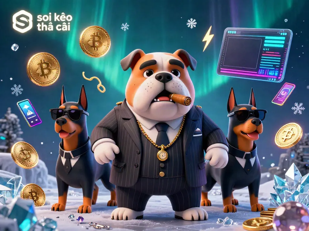 Experience the thrilling atmosphere of soi kèo nhà cái with dynamic cartoon characters and crypto elements.