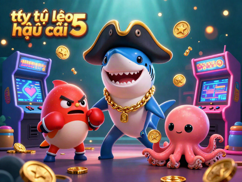 Engage with tỷ lệ kèo nhà cái 5 through a vibrant underwater casino illustration featuring cartoon characters.