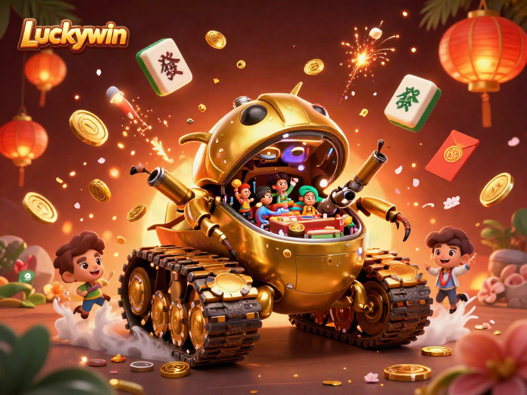 Luckywin transforms gambling experiences in a vibrant casino scene with golden beetle tank.