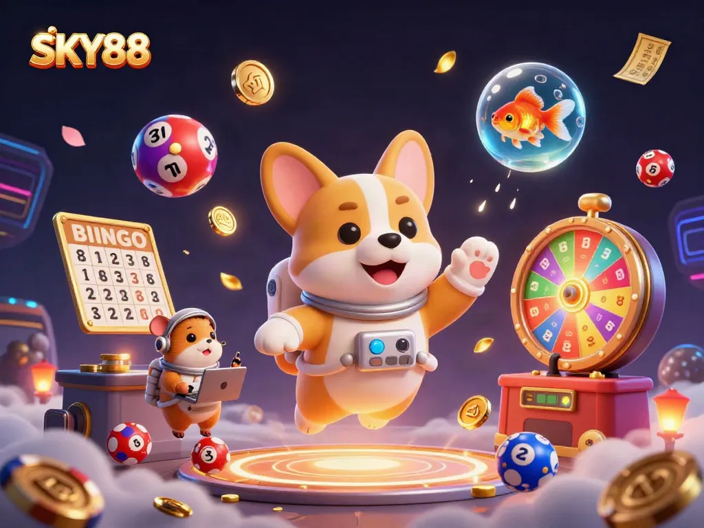 Engage with exciting SKY88 casino experiences, featuring 3D characters and vibrant game elements.