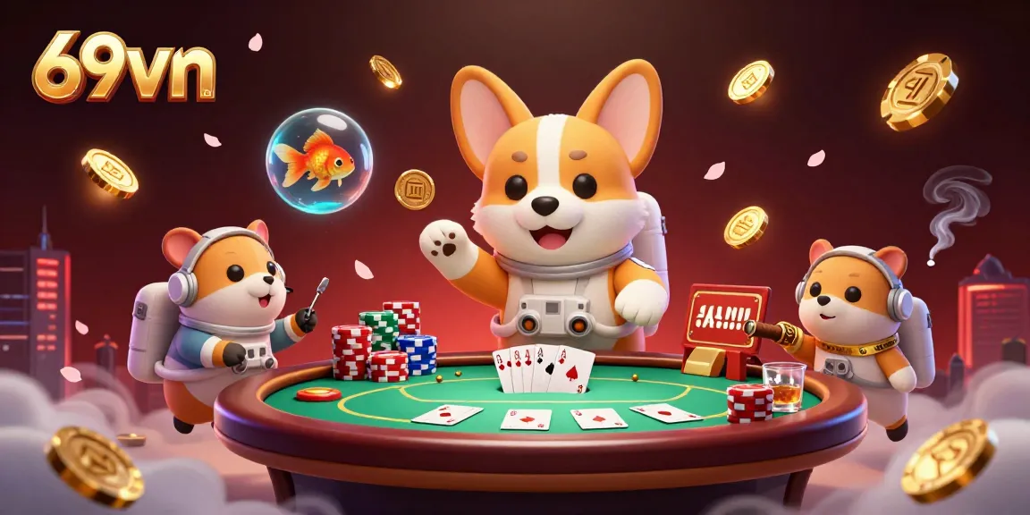 Experience thrilling gameplay at 69vn as a corgi astronaut enjoys the floating casino adventure.