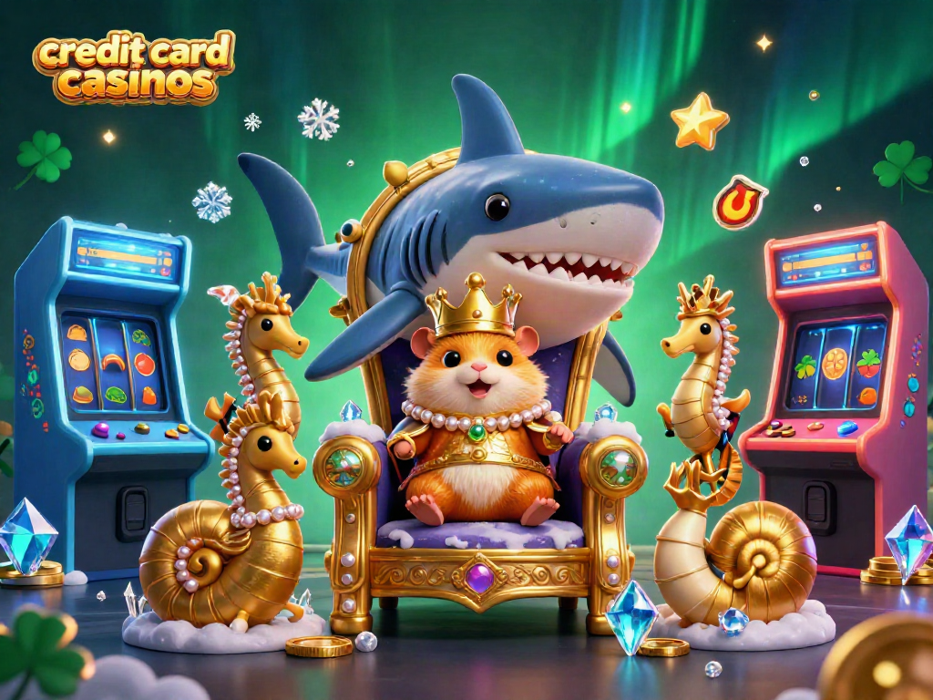 Experience the excitement of credit card casinos with vibrant gaming elements and adorable characters.