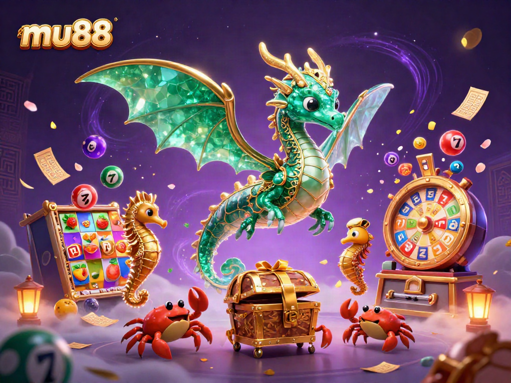 Experience thrilling slots and jackpots with mu88's immersive casino adventure illustration.
