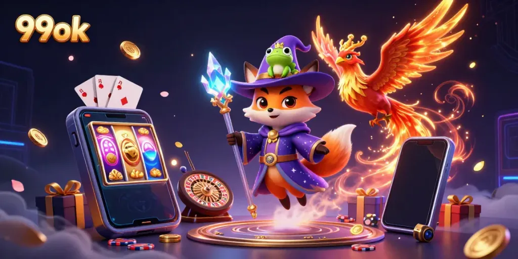Engage with the exciting realm of 99ok, featuring vibrant characters and captivating gaming elements.