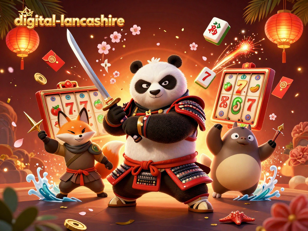 Join the excitement at digital-lancashire with samurai panda and ninja fox in a vibrant casino scene.
